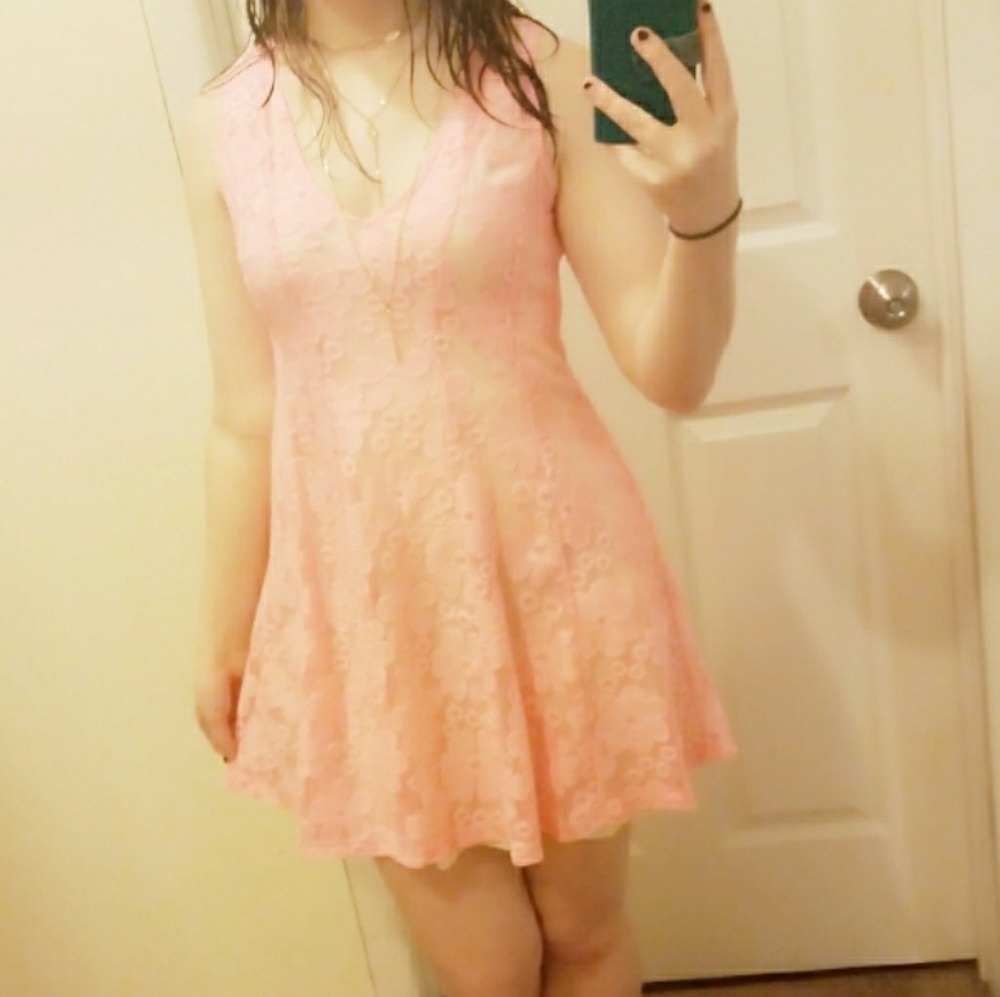 Charlotte Russe Bright Pink Lace Dress